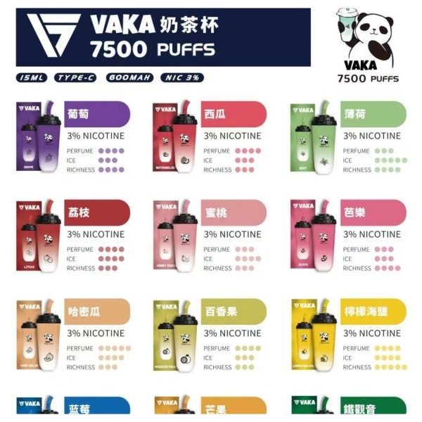 vaka7500口 奶茶杯電子煙 奶茶杯拋棄式7500口 日